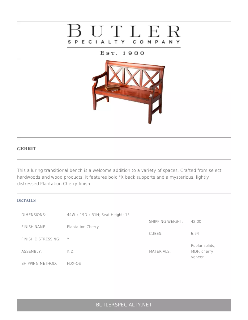 Page 1 of the manual User Manual Butler Gerrit 5048024