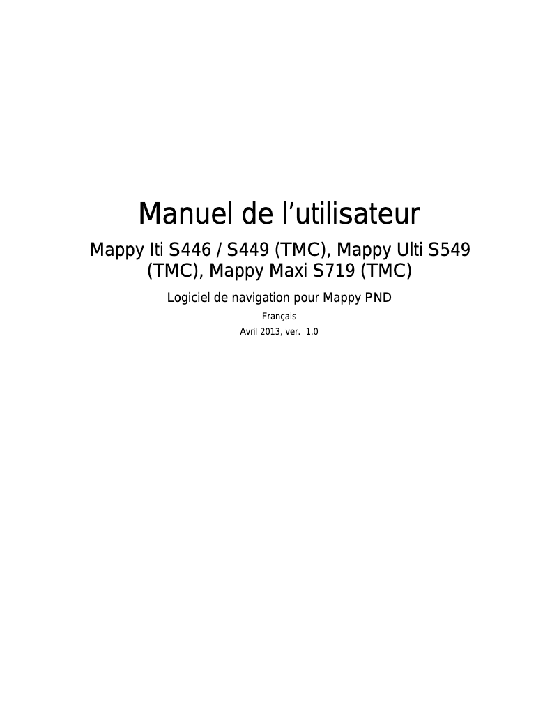 Page 1 de la notice Manuel utilisateur Mappy Ulti S549