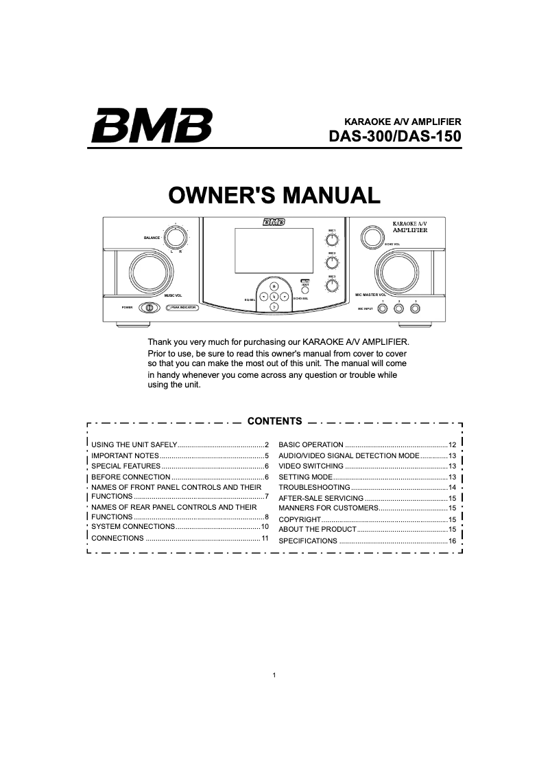 Página 1 del manual Manual de usuario BMB DAS-300