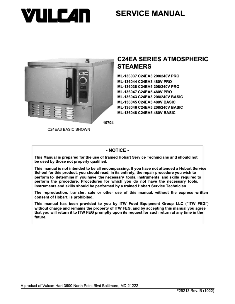 Page 1 de la notice Manuel utilisateur Vulcan C24EA3-LWE