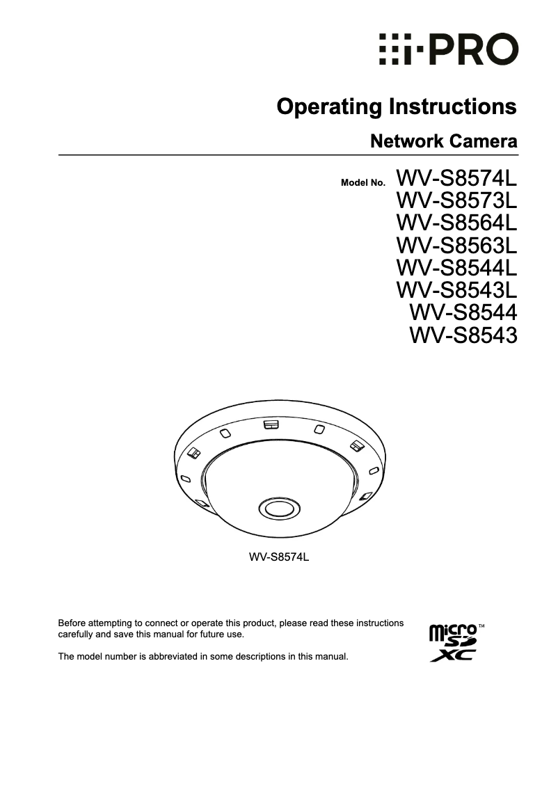 Page n°1 - Manuel utilisateur i-PRO WV-S8544L
