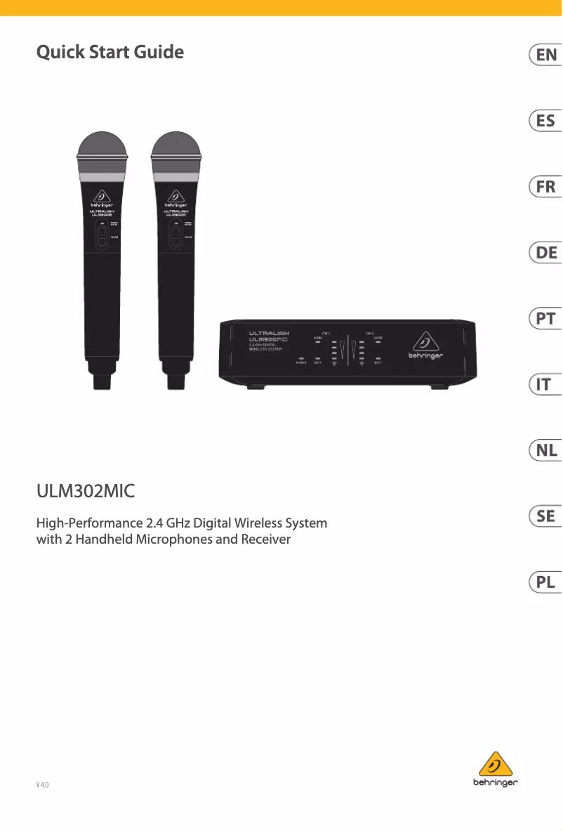 Page 1 de la notice Guide de démarrage rapide Behringer Ultralink ULM302MIC