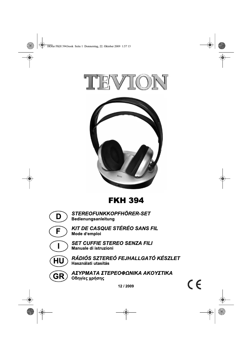 Page n°1 - Manuel utilisateur Tevion FKH 394