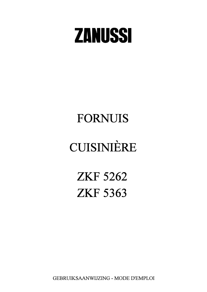 Page 1 de la notice Manuel utilisateur Zanussi ZKF 5262 S