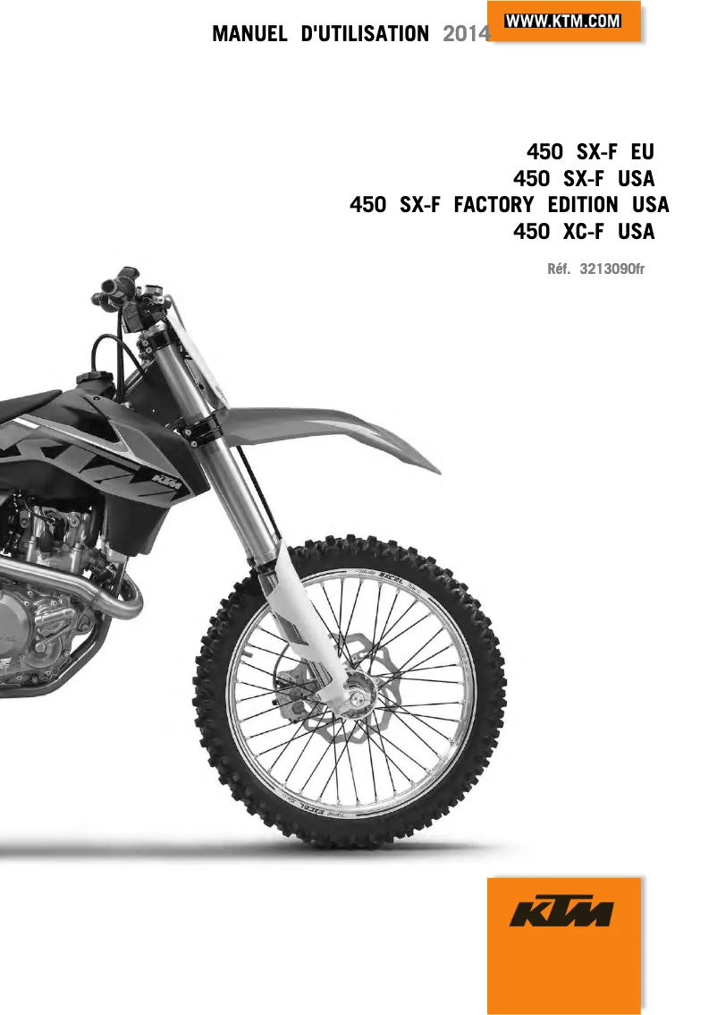 Page 1 de la notice Manuel utilisateur KTM 450 SX-F (2014)