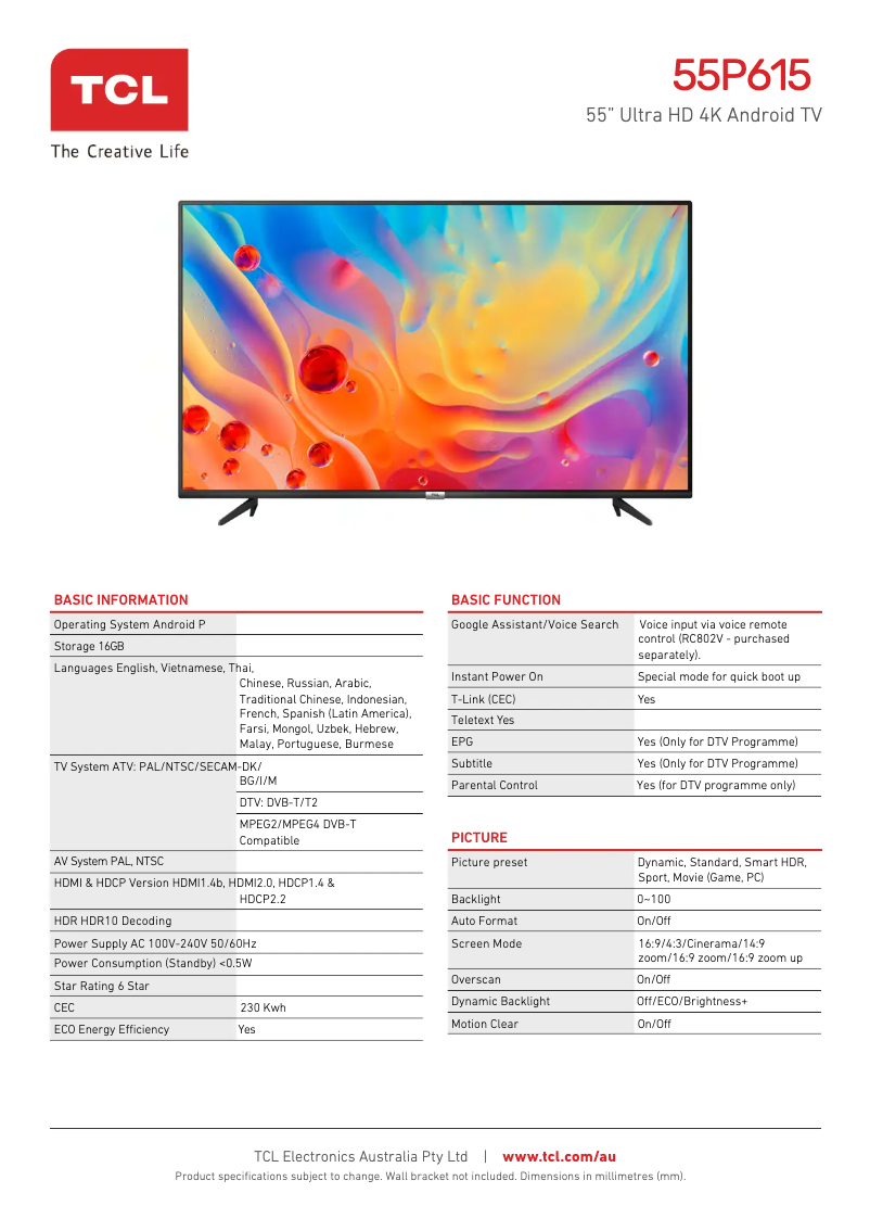 First page image of the manual for 55P615