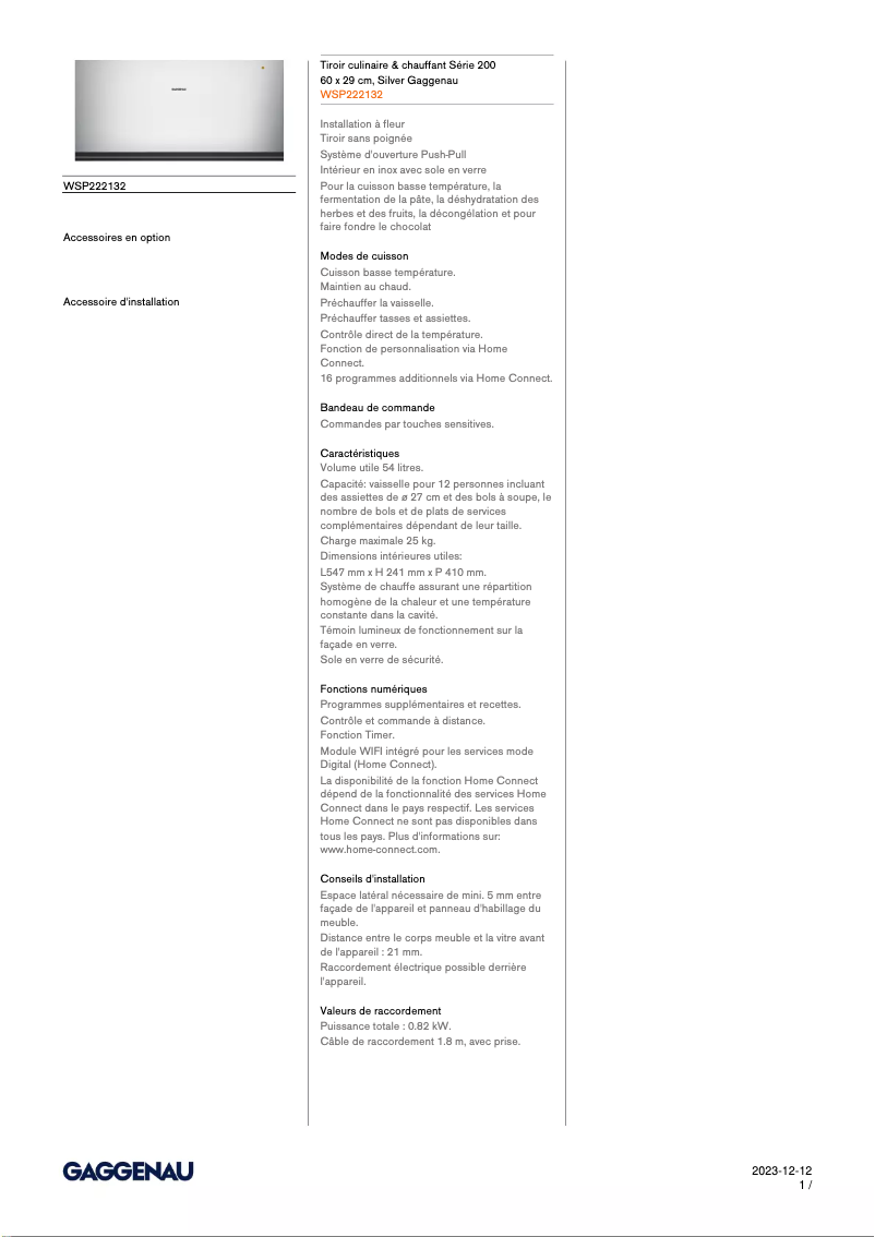 Image de la première page du manuel de l'appareil WSP222132