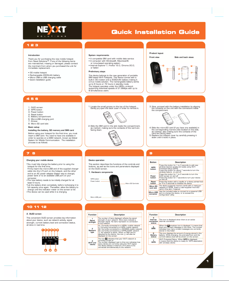 Page 1 de la notice Manuel utilisateur Nexxt ARNPR3G5U1