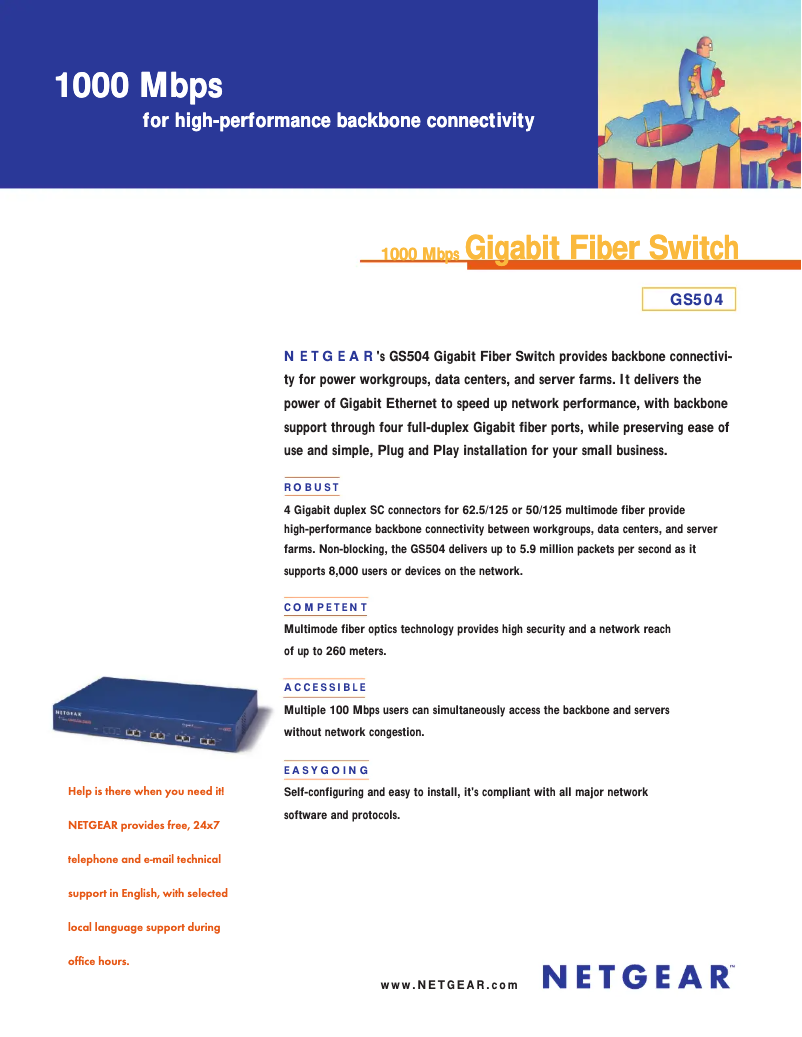 Page n°1 - Fiche technique Netgear GS504
