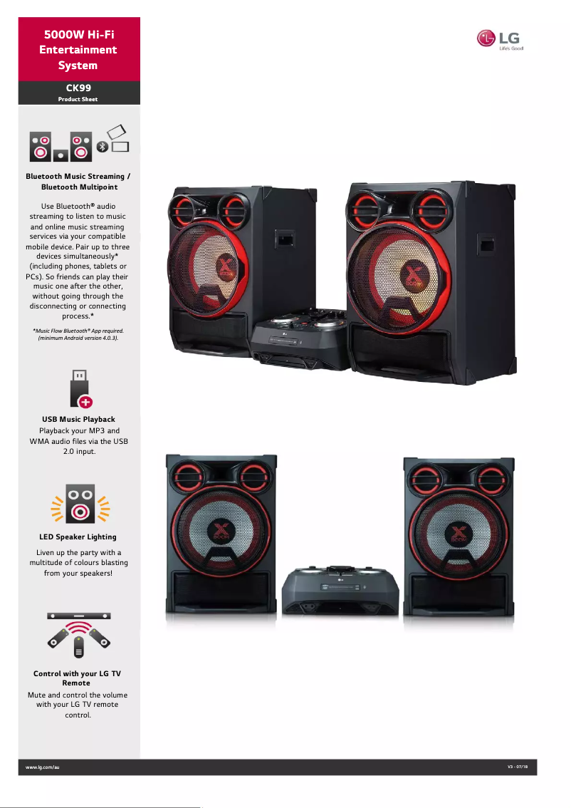 Página 1 del manual Ficha técnica LG CK99