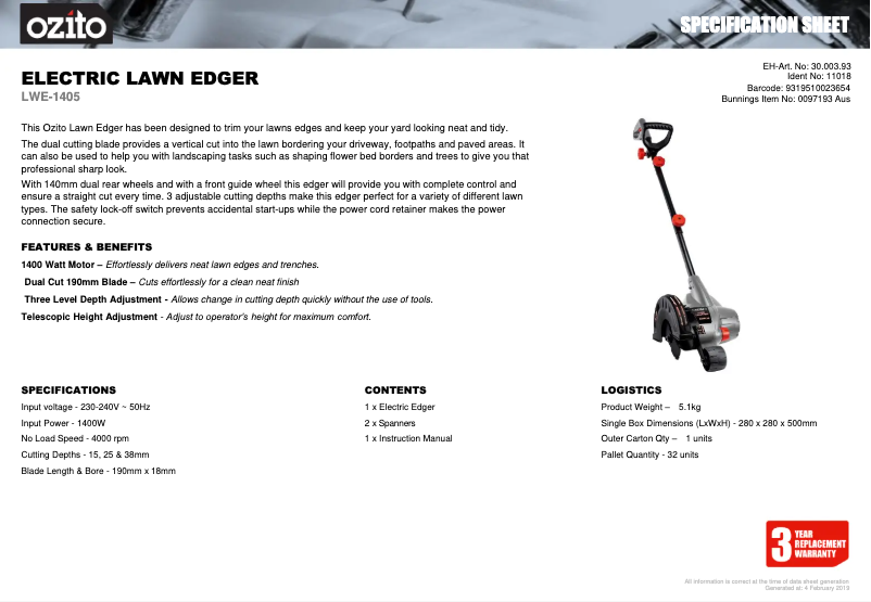 Image de la première page du manuel de l'appareil LWE-1405