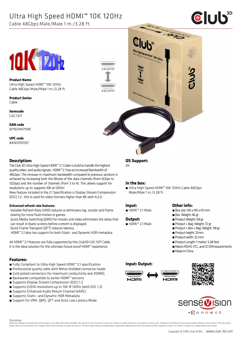 Page n°1 - Manuel utilisateur CLUB3D CAC-1371