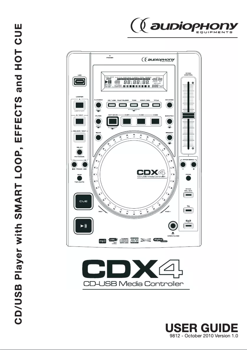 Page 1 de la notice Manuel utilisateur Audiophony CDX4