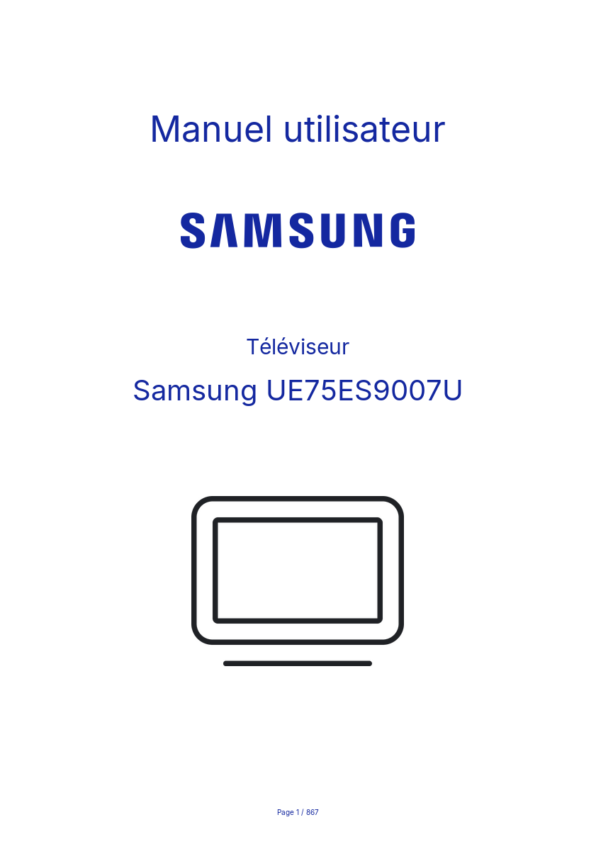 Page n°1 - Manuel utilisateur Samsung UE75ES9007U
