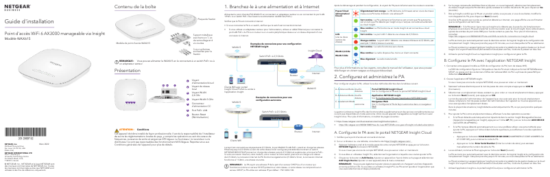 Page 1 de la notice Guide d'installation Netgear WAX615