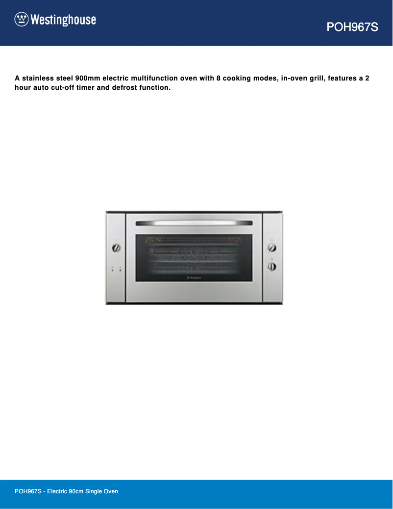 Page 1 de la notice Manuel utilisateur Westinghouse POH967S