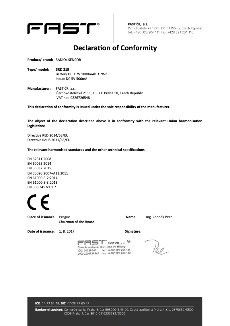Page 1 de la notice Manuel utilisateur Sencor SRD 215 W