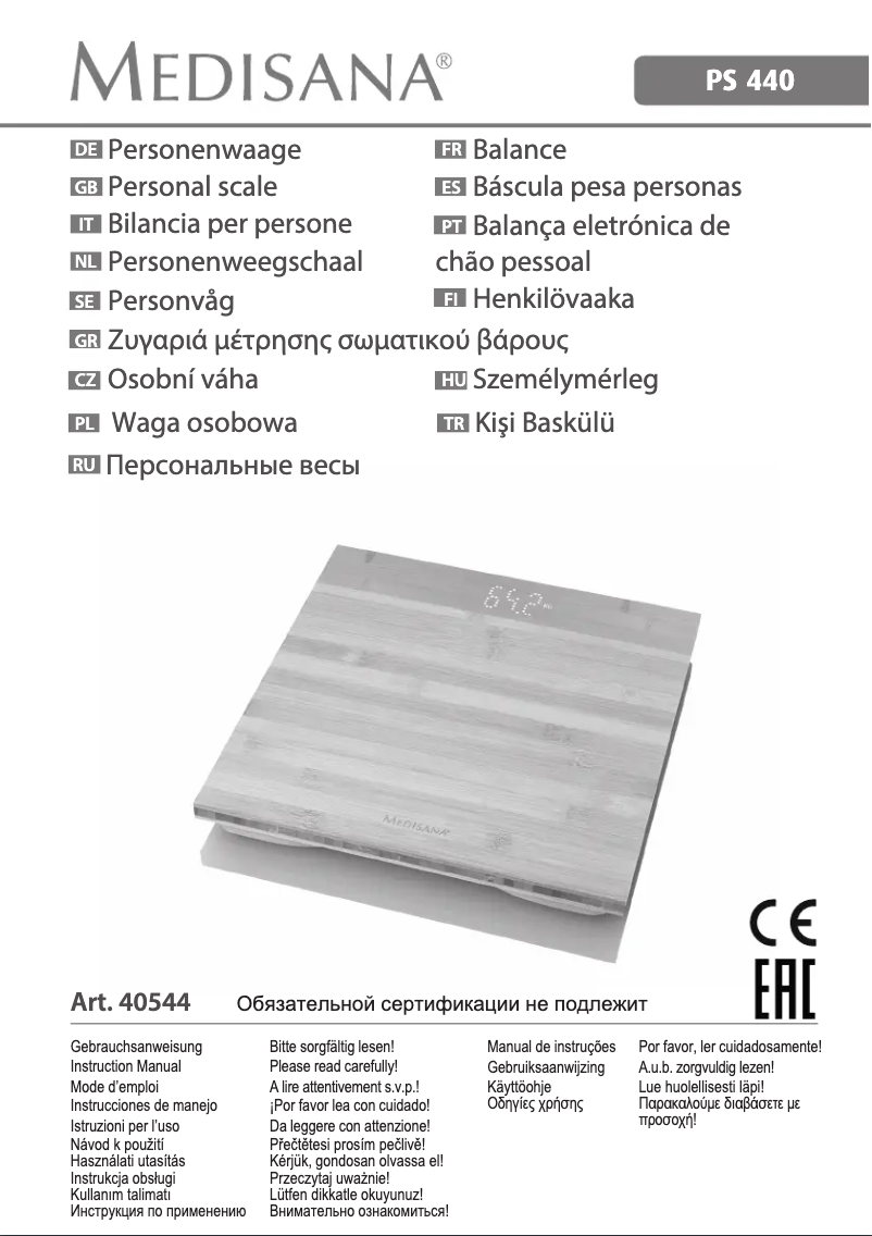 Page 1 de la notice Manuel utilisateur Medisana PS 440