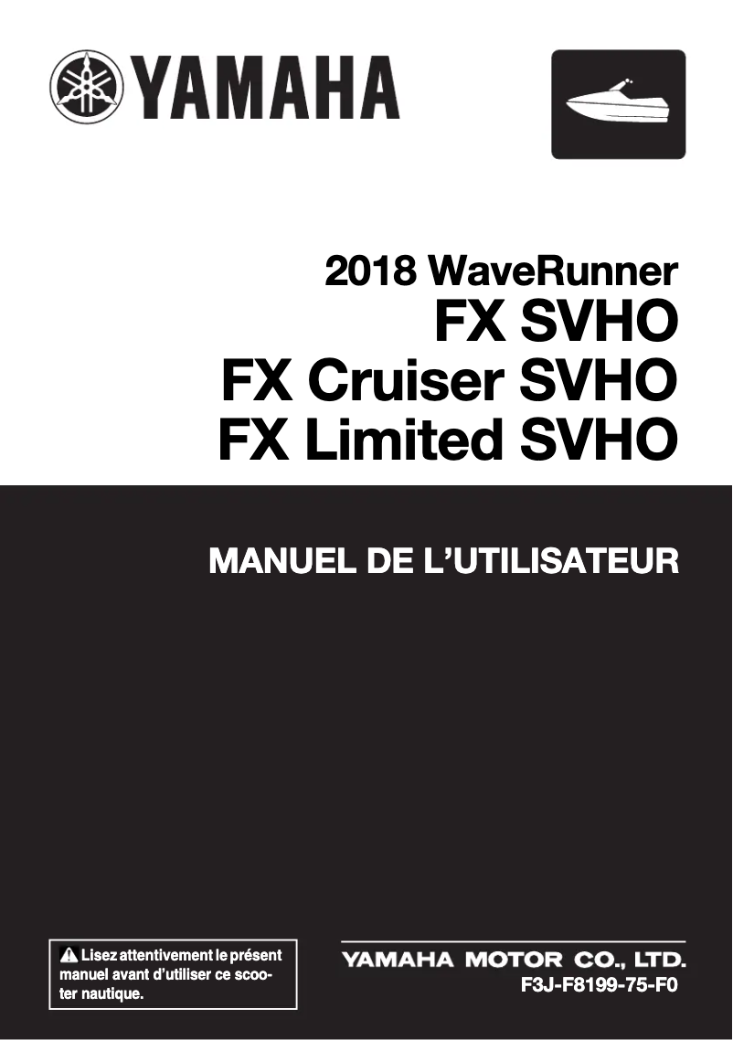 Image de la première page du manuel de l'appareil WaveRunner FX SVHO Cruiser (2018)