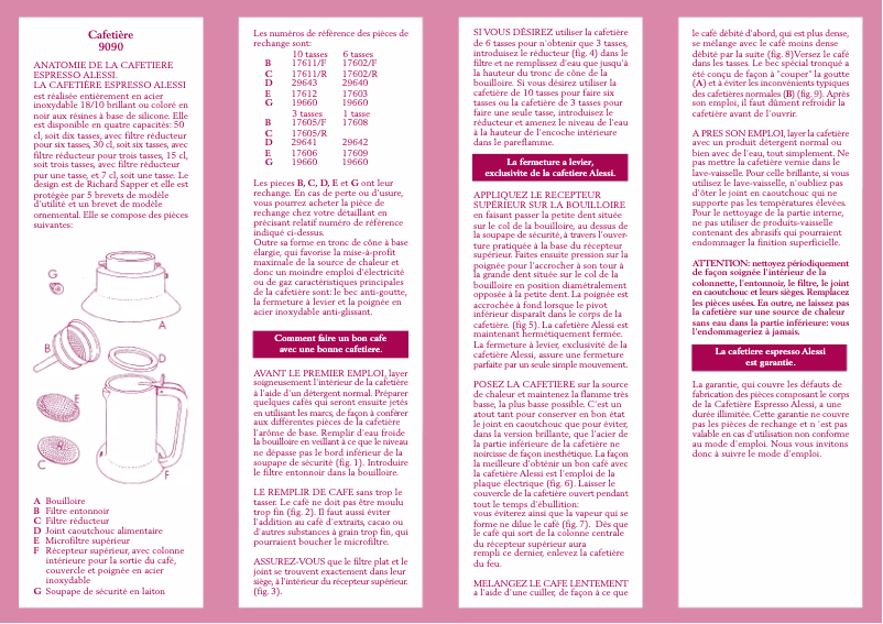 Page 1 de la notice Manuel utilisateur Alessi 9090