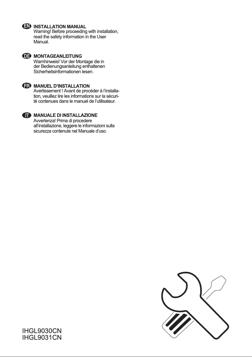 Page 1 de la notice Guide d'installation Electrolux IHGL9031CN