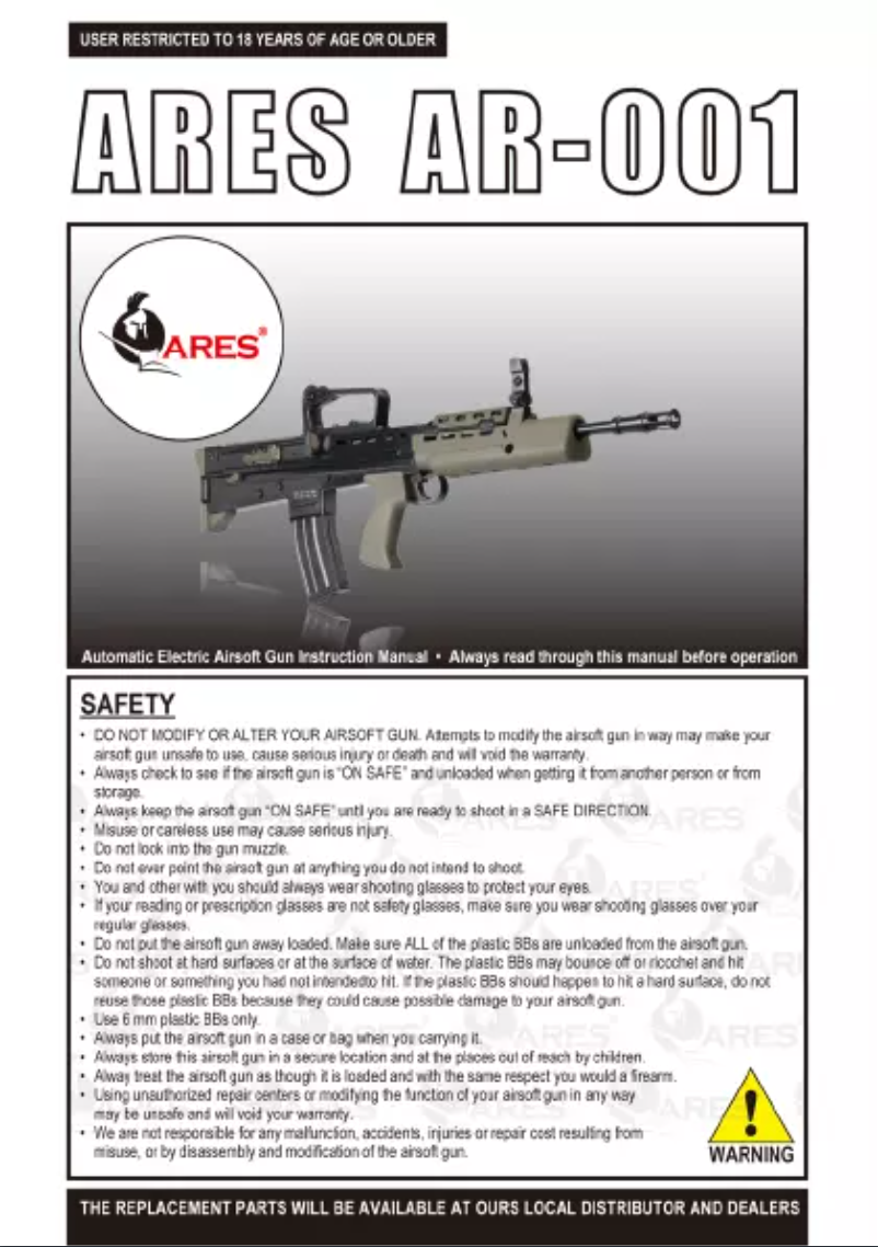 Page n°1 - Manuel utilisateur Ares AR-001