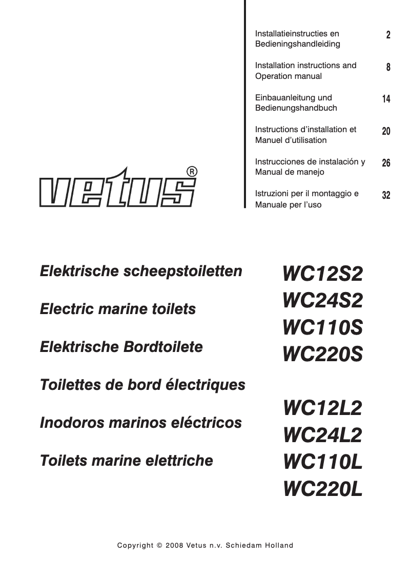 Page n°1 - Manuel utilisateur Vetus WC12L2
