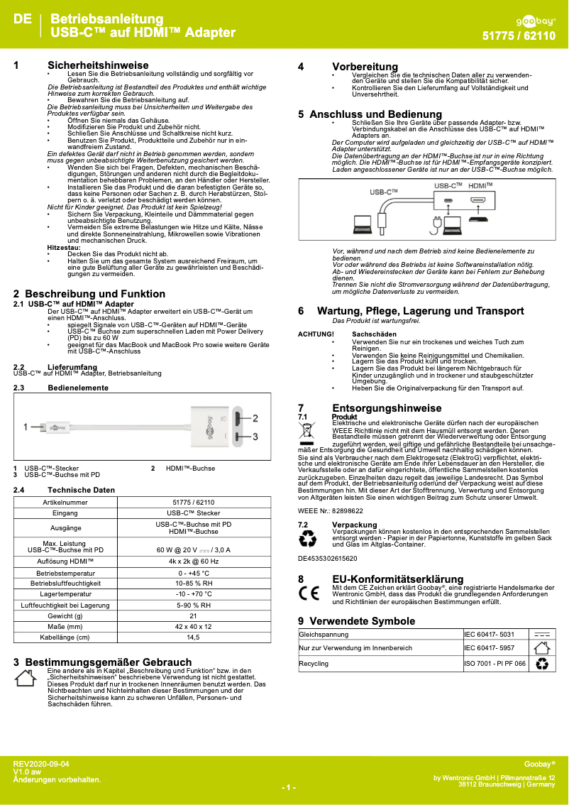 Page n°1 - Manuel utilisateur Goobay 51775