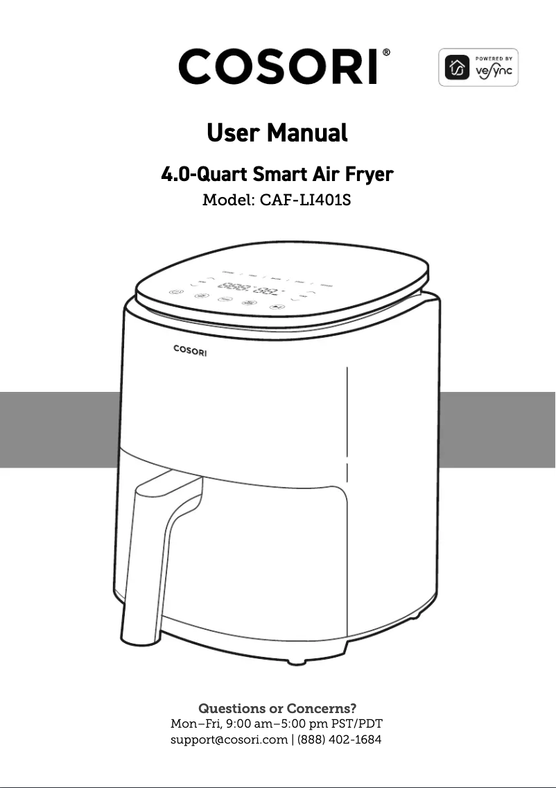 Page n°1 - Manuel utilisateur Cosori CAF-LI401S