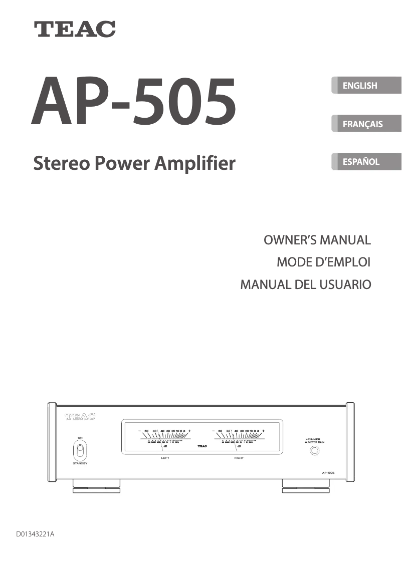 Page 1 de la notice Manuel utilisateur Teac AP-505