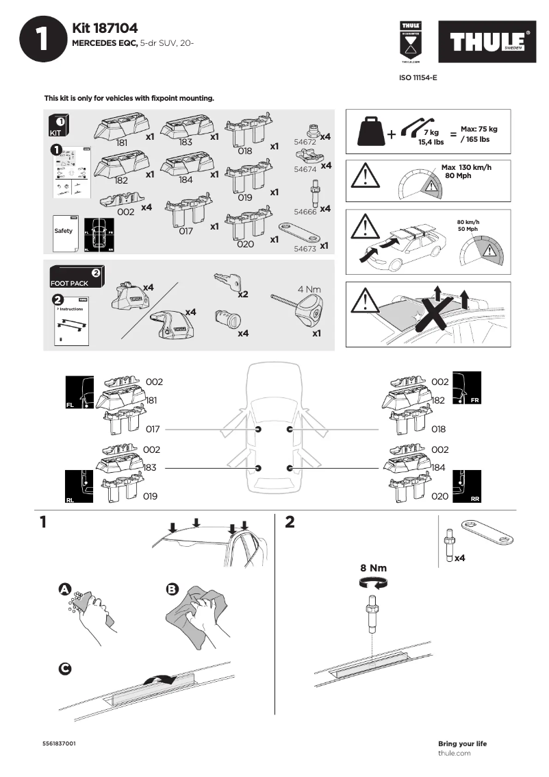 Page n°1 - Manuel utilisateur Thule Kit 187104
