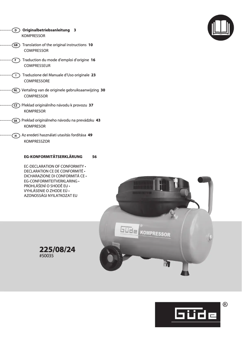 Page 1 de la notice Manuel utilisateur Güde 225/08/24