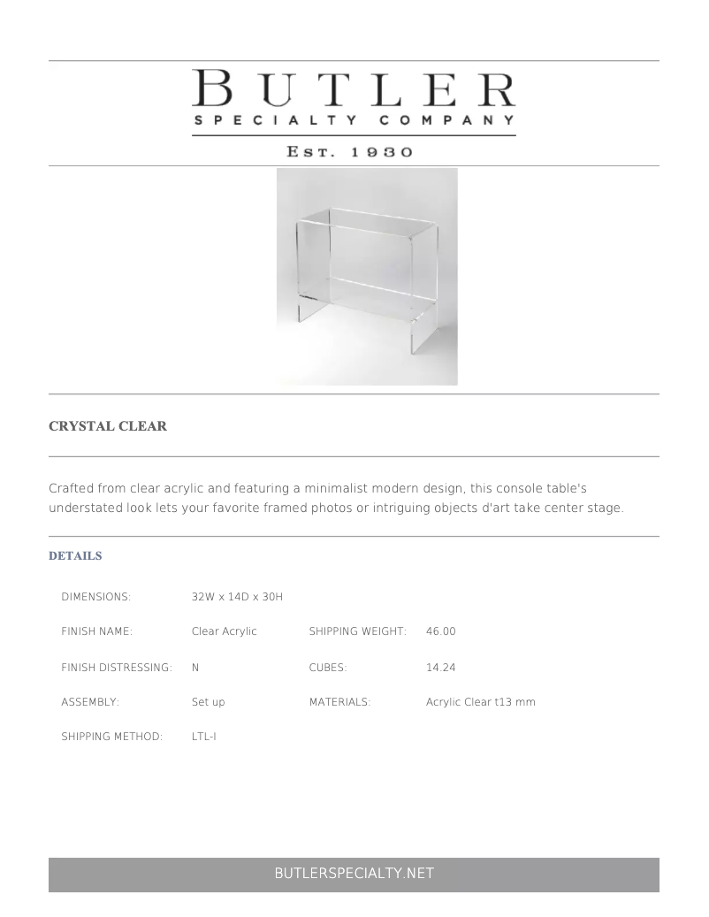 Page n°1 - Manuel utilisateur Butler Crystal Clear 3610335