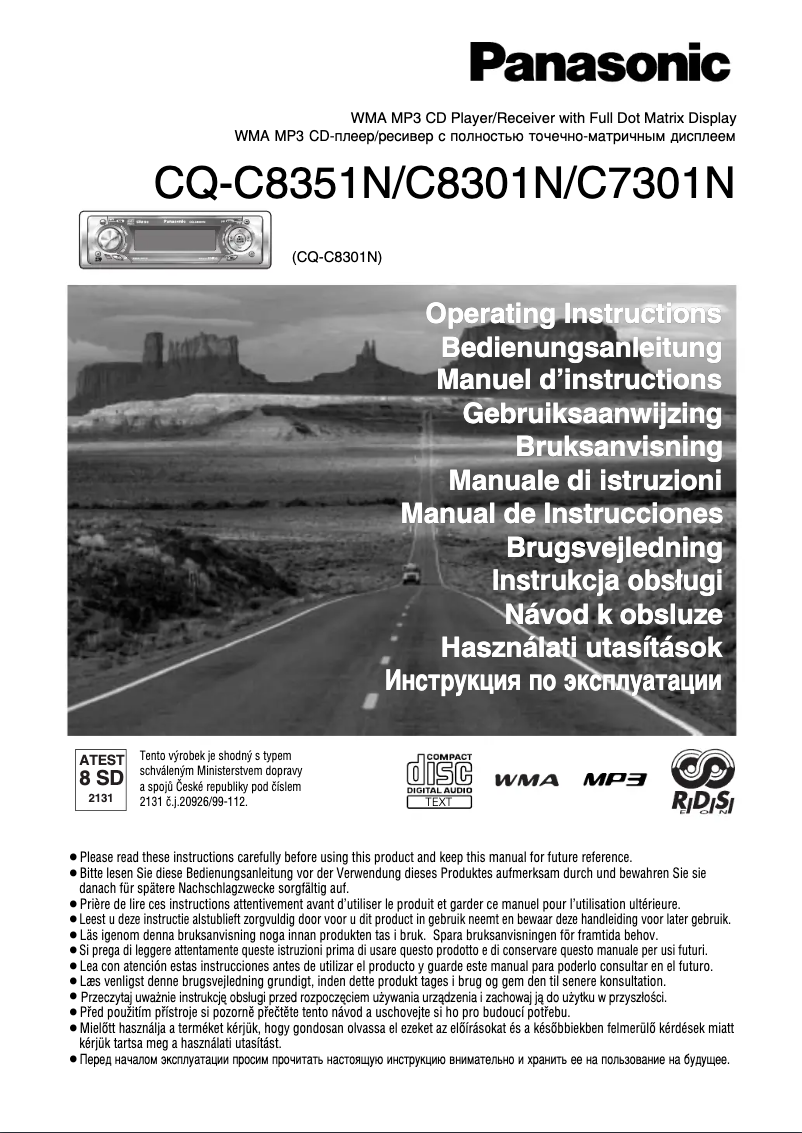 Page n°1 - Manuel utilisateur Panasonic CQ-C8301N