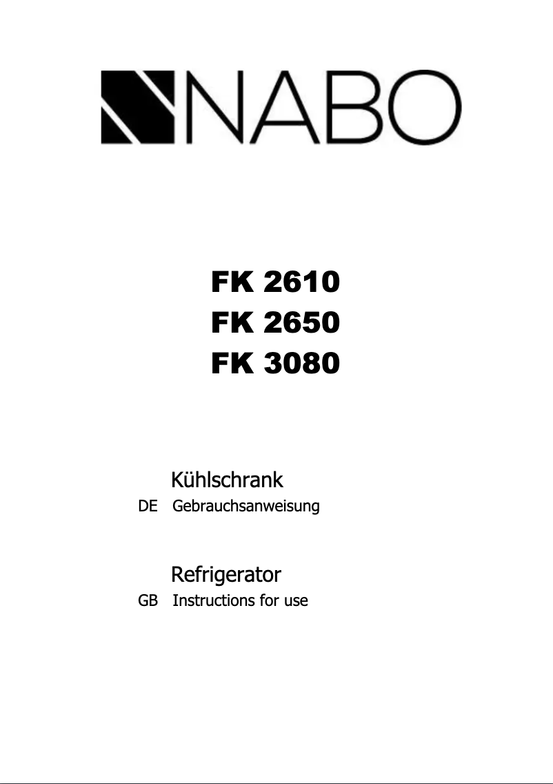 Page 1 de la notice Manuel utilisateur Nabo FK 3080
