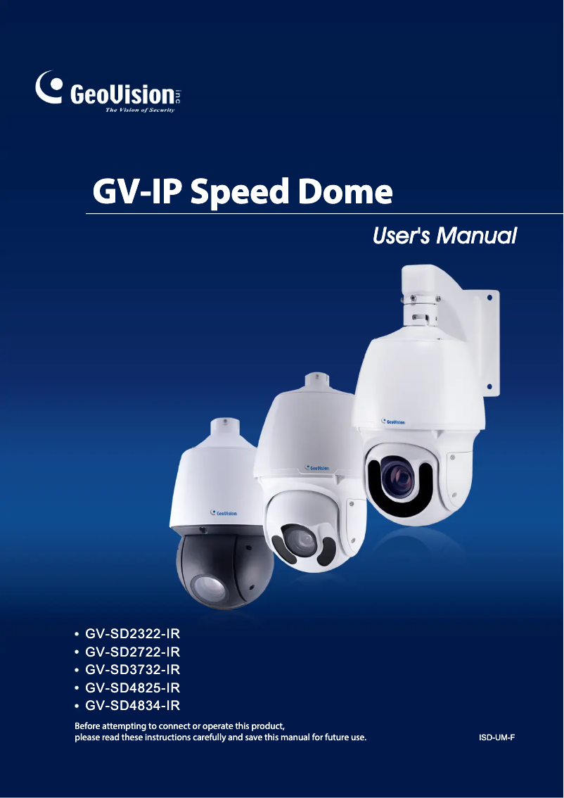 Page n°1 - Manuel utilisateur Geovision GV-SD2722-IR