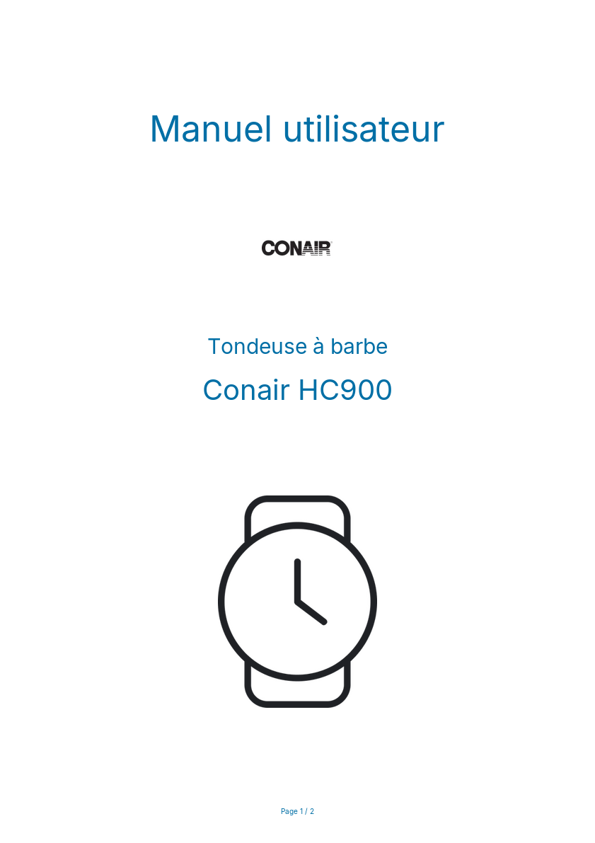 Page n°1 - Manuel utilisateur Conair HC900