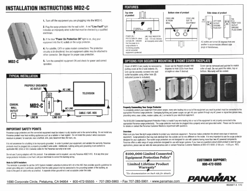 Page n°1 - Manuel utilisateur Panamax MD2-C