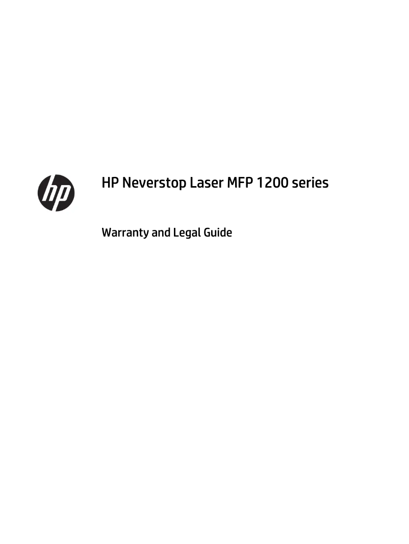 Page 1 de la notice Informations de garantie HP Neverstop Laser MFP 1200