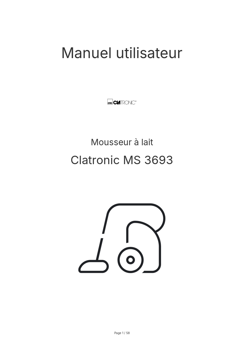 Page n°1 - Manuel utilisateur Clatronic MS 3693
