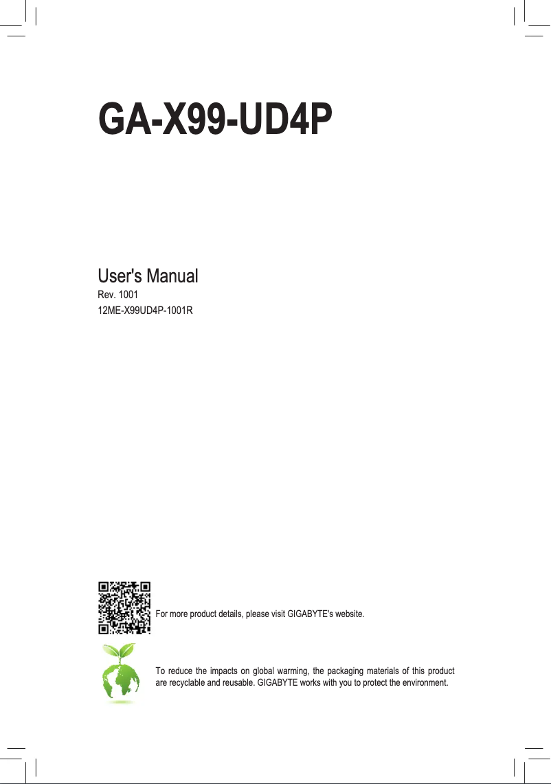 Image de la première page du manuel de l'appareil GA-X99-UD4P
