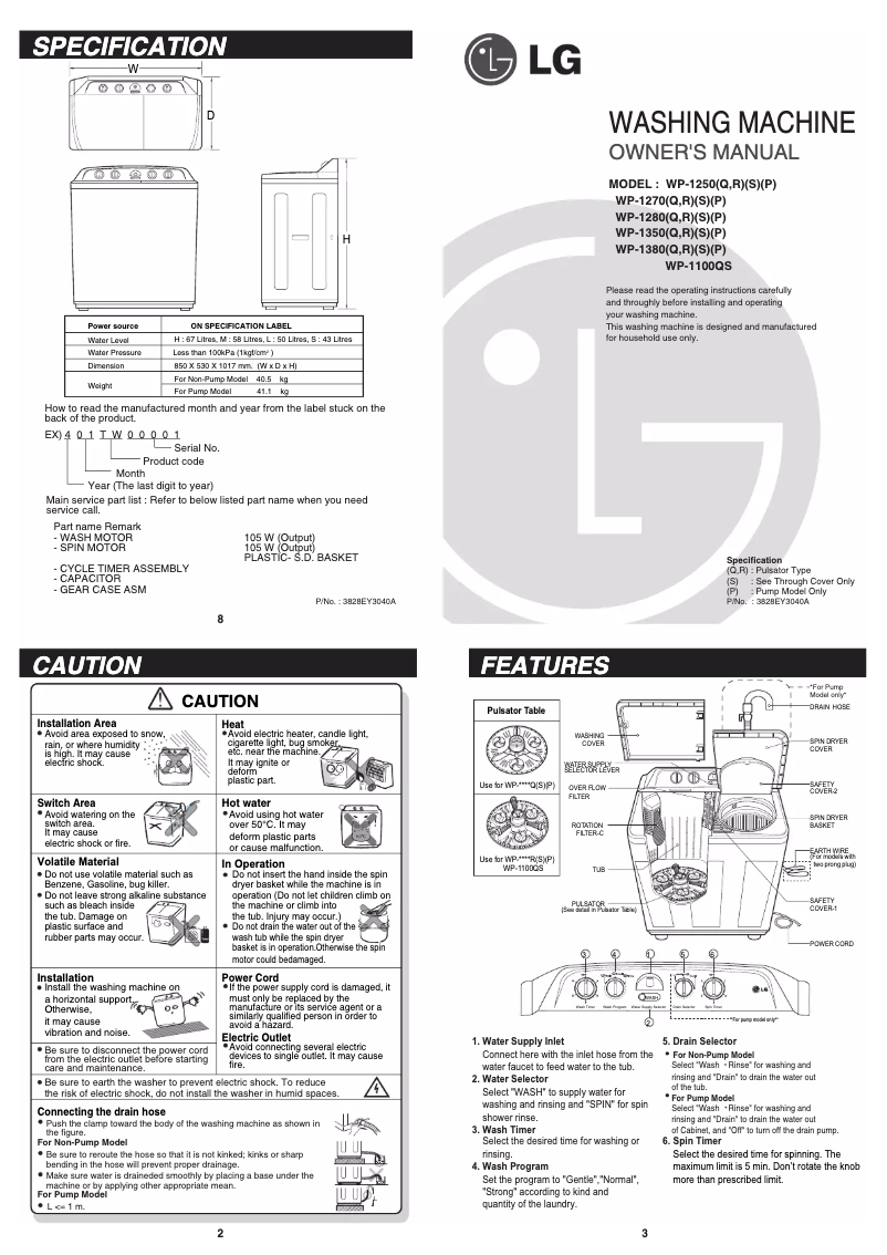 Página 1 del manual Manual de usuario LG WP-1350RP