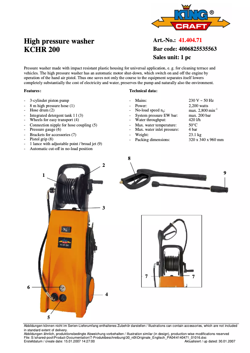 Página 1 del manual Manual de usuario King Craft KCHR 200