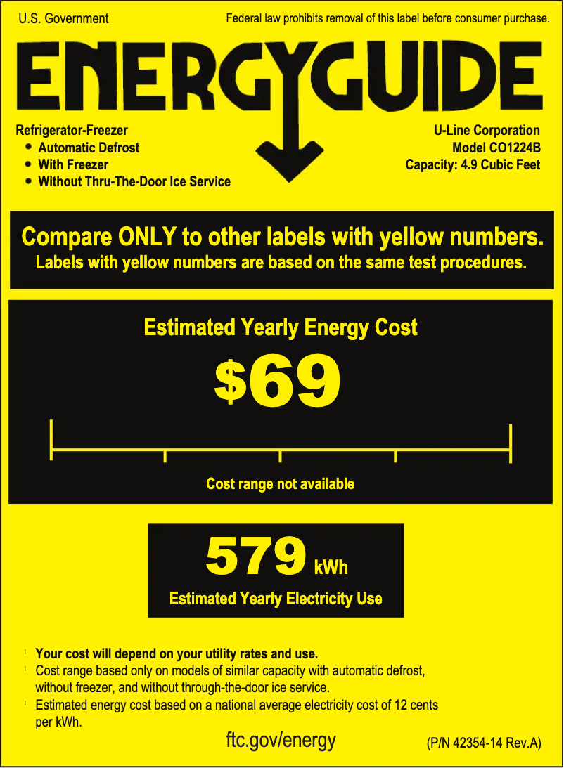 Page n°1 - Label énergétique U-Line U-CO1224F