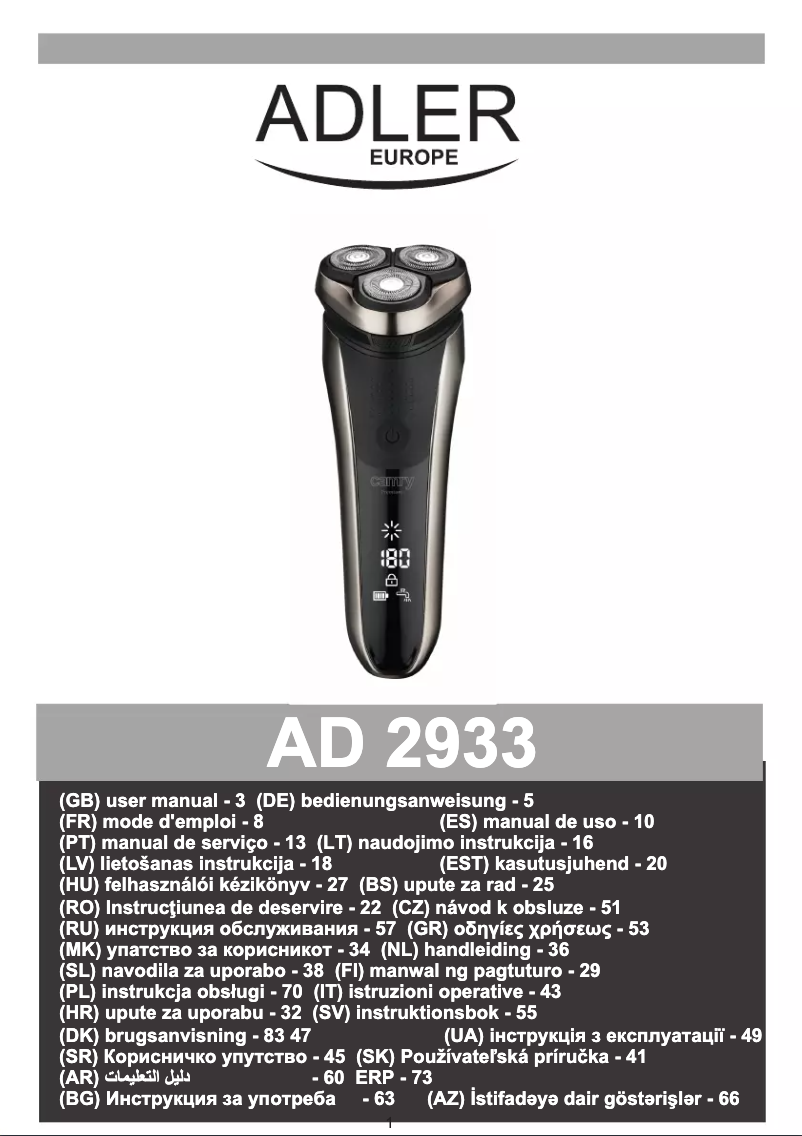 Página 1 del manual Manual de usuario Adler AD 2933