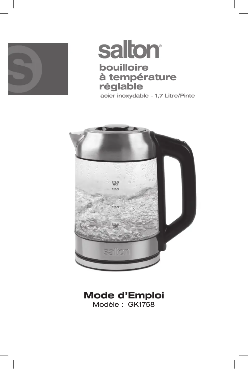 Page 1 de la notice Manuel utilisateur Salton GK1758