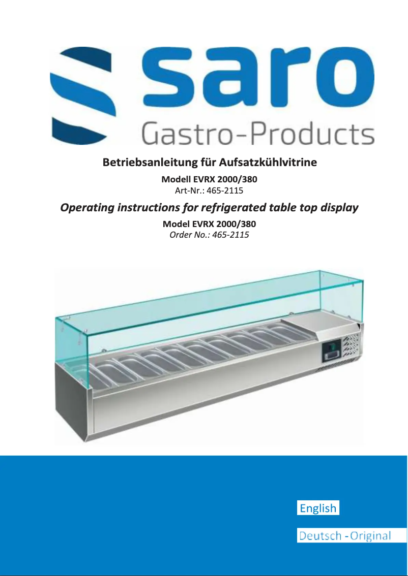 Image de la première page du manuel de l'appareil EVRX 2000/380