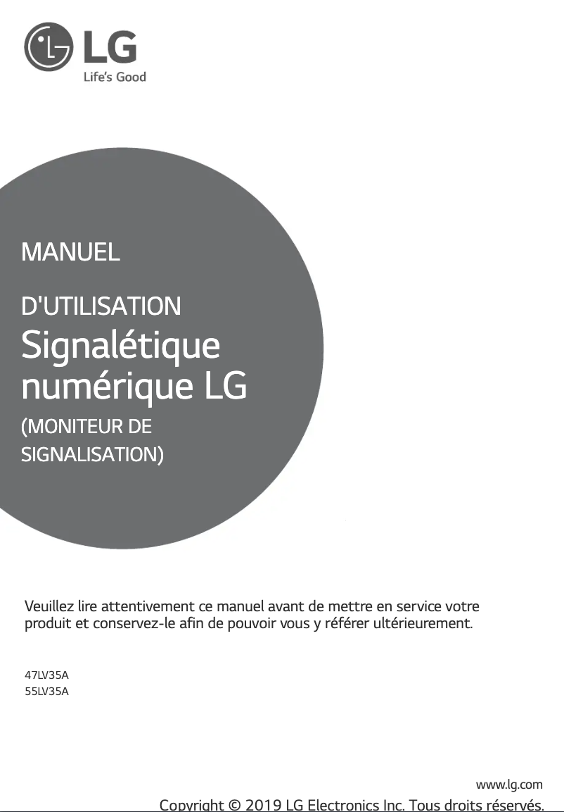 Image de la première page du manuel de l'appareil 47LV35A