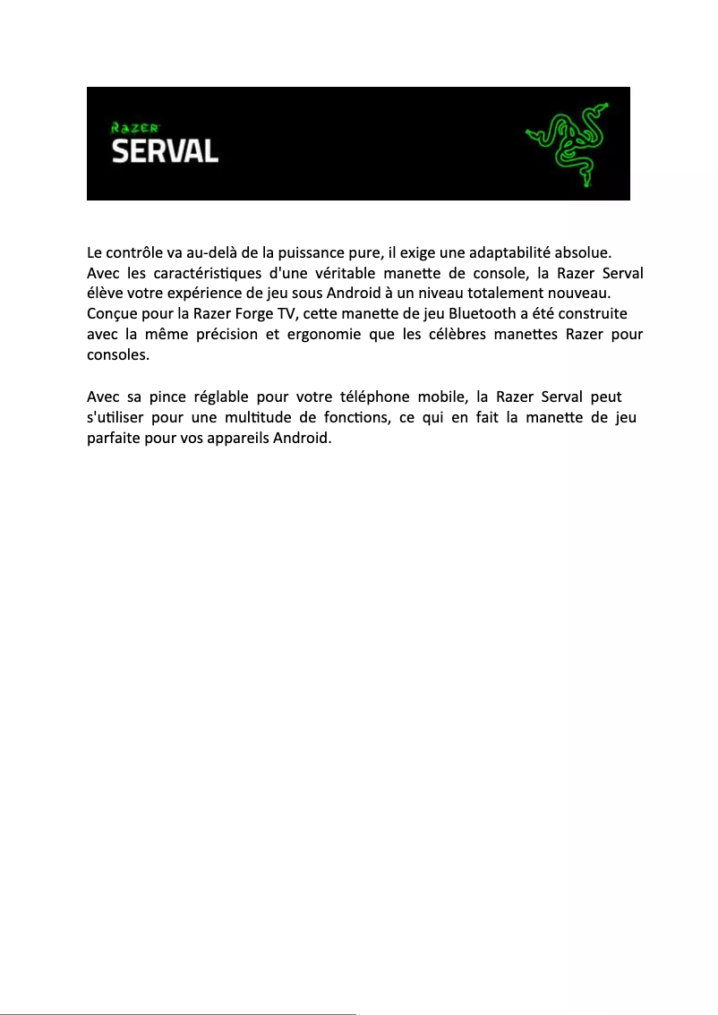 Page n°1 - Manuel utilisateur Razer Serval