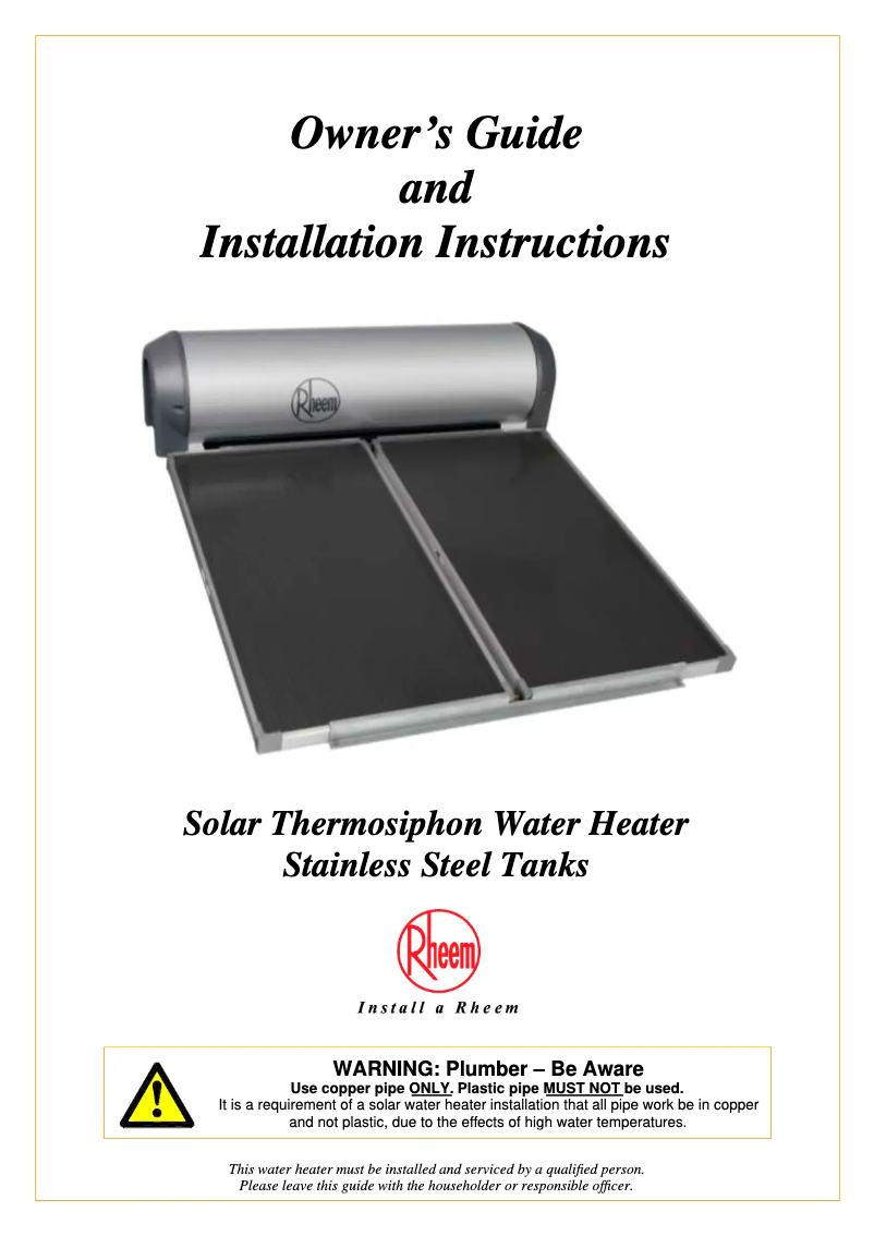 Página 1 del manual Manual de usuario Rheem 591270